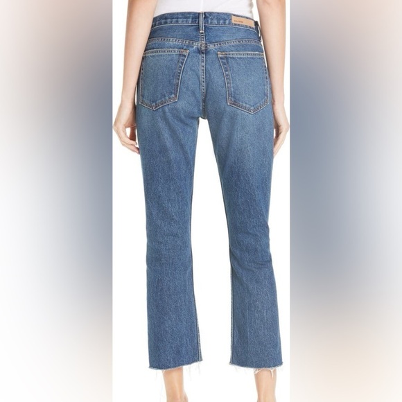 GRLFRND Tatum Mid-Rise Micro Bootcut Only Lies Cropped Cotton Blue Jeans Size 30 - Picture 4 of 16